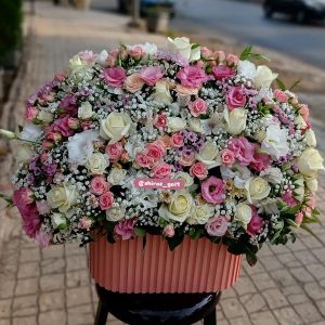 باکس گل ترکیبی صورتی